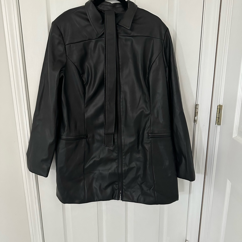 Women's Mini Faux Leather Jacket Dress